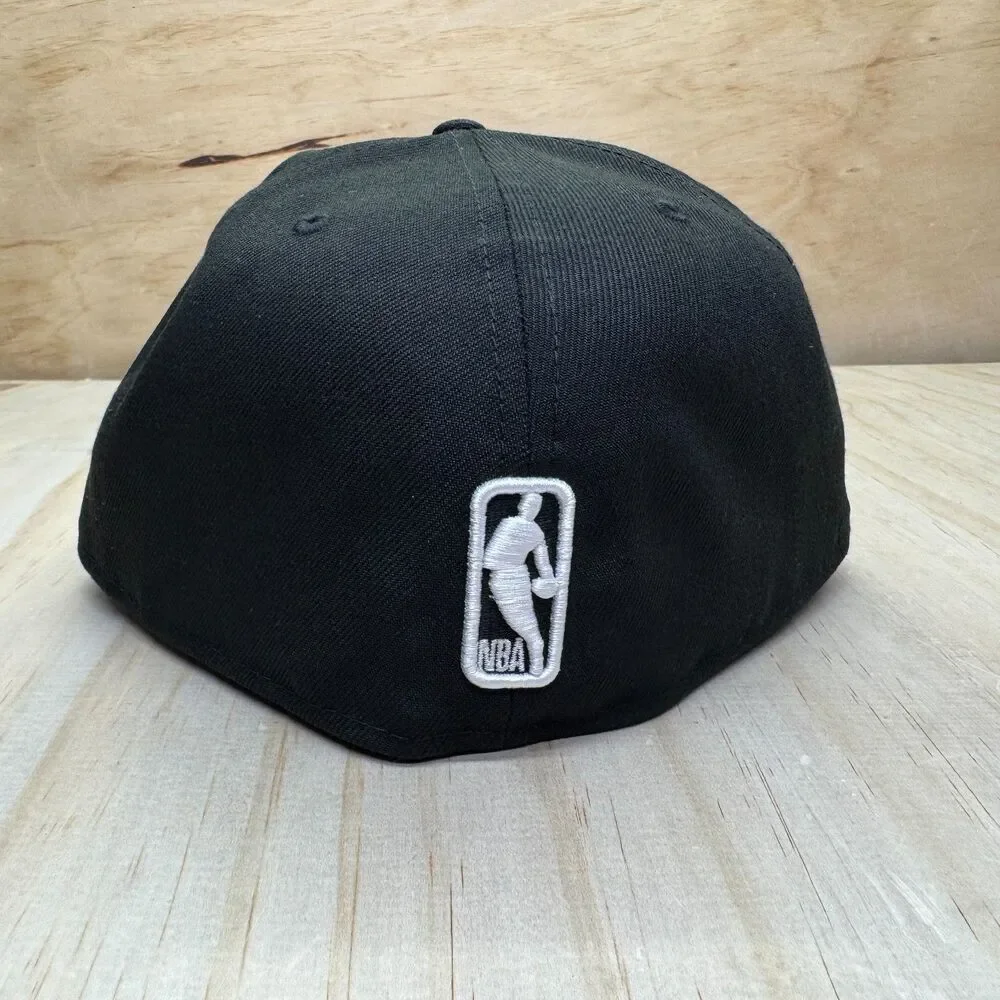 NEW Utah Jazz New Era Black 59FIFTY Fitted Hat Cap Black White sz 7 3/4